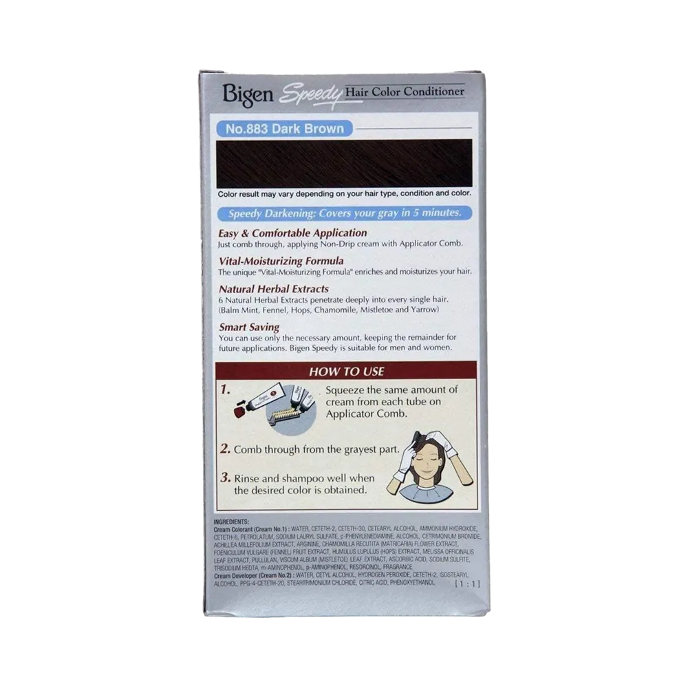 Bigen Speedy Hair Color Conditioner - 883 Dark Brown (80 g) thumbnail 3
