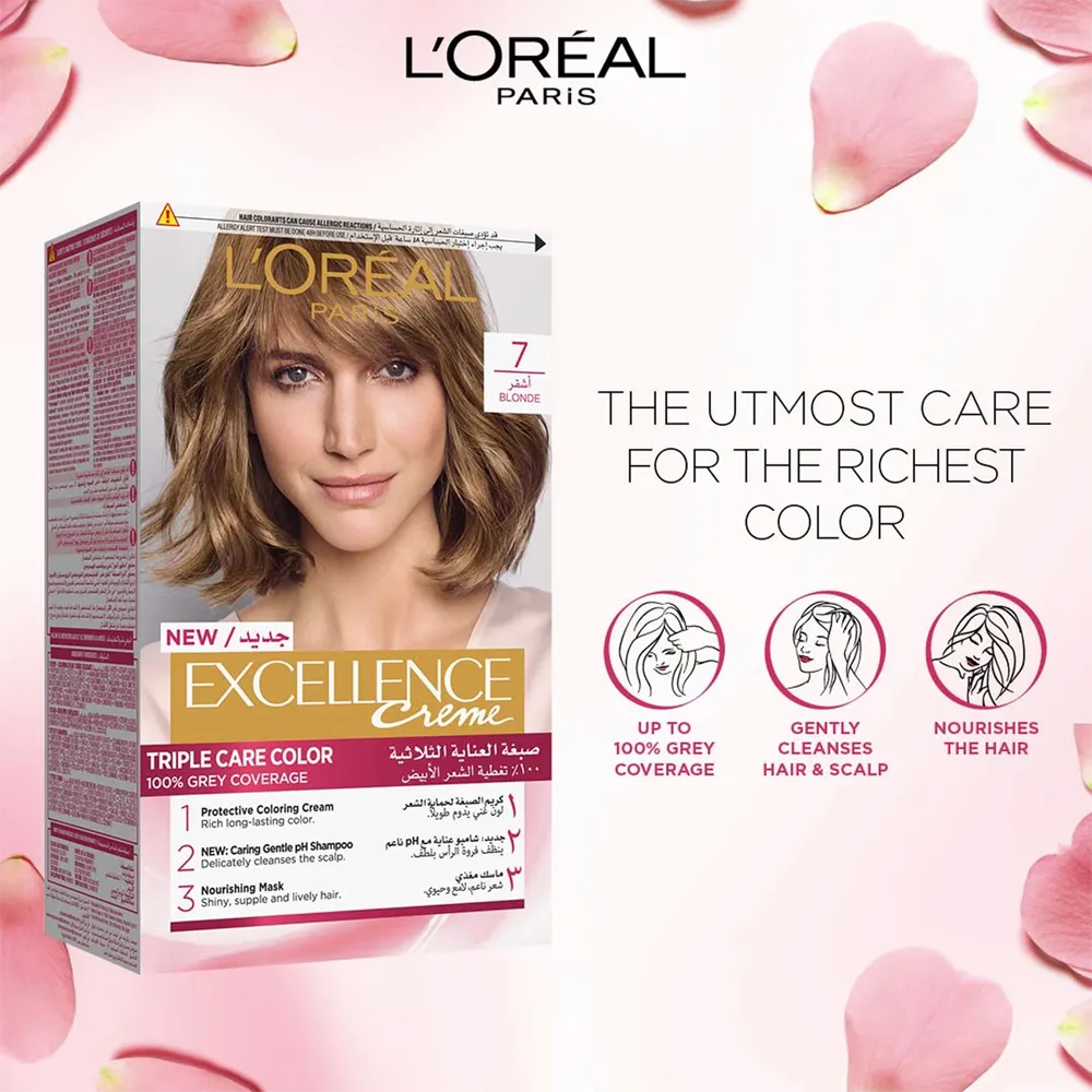 L’Oréal Paris Excellence Creme Permanent Hair Color - 7 Blonde (100 g) thumbnail 2