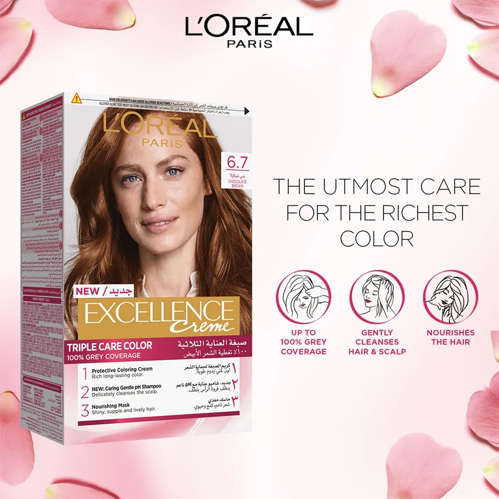 L’Oréal Paris Excellence Creme Permanent Hair Color - 6.7 Chocolate Brown (100 g) thumbnail 2