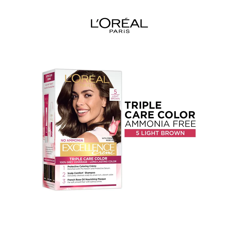 L’Oréal Paris Excellence Creme Permanent Hair Color - 5 Light Brown (100 g) thumbnail 2