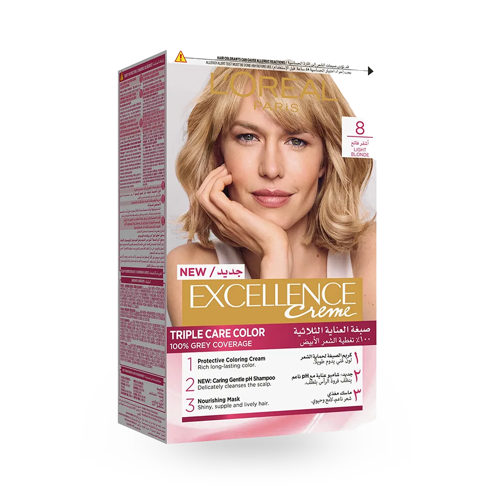 L’Oréal Paris Excellence Creme Permanent Hair Color - 8 Light Blonde (100 g) thumbnail 1