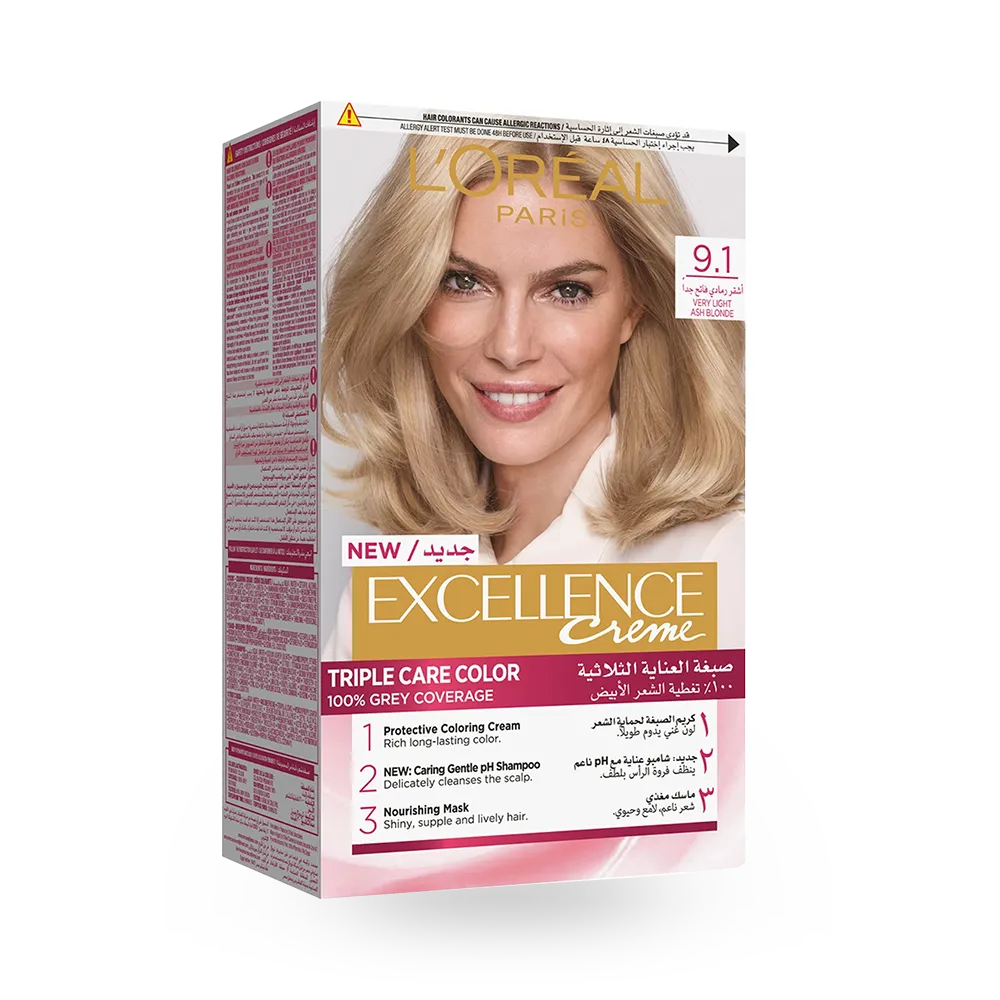 L’Oréal Paris Excellence Creme Permanent Hair Color - 9.1 Very Light Ash Blonde (100 g) thumbnail 1