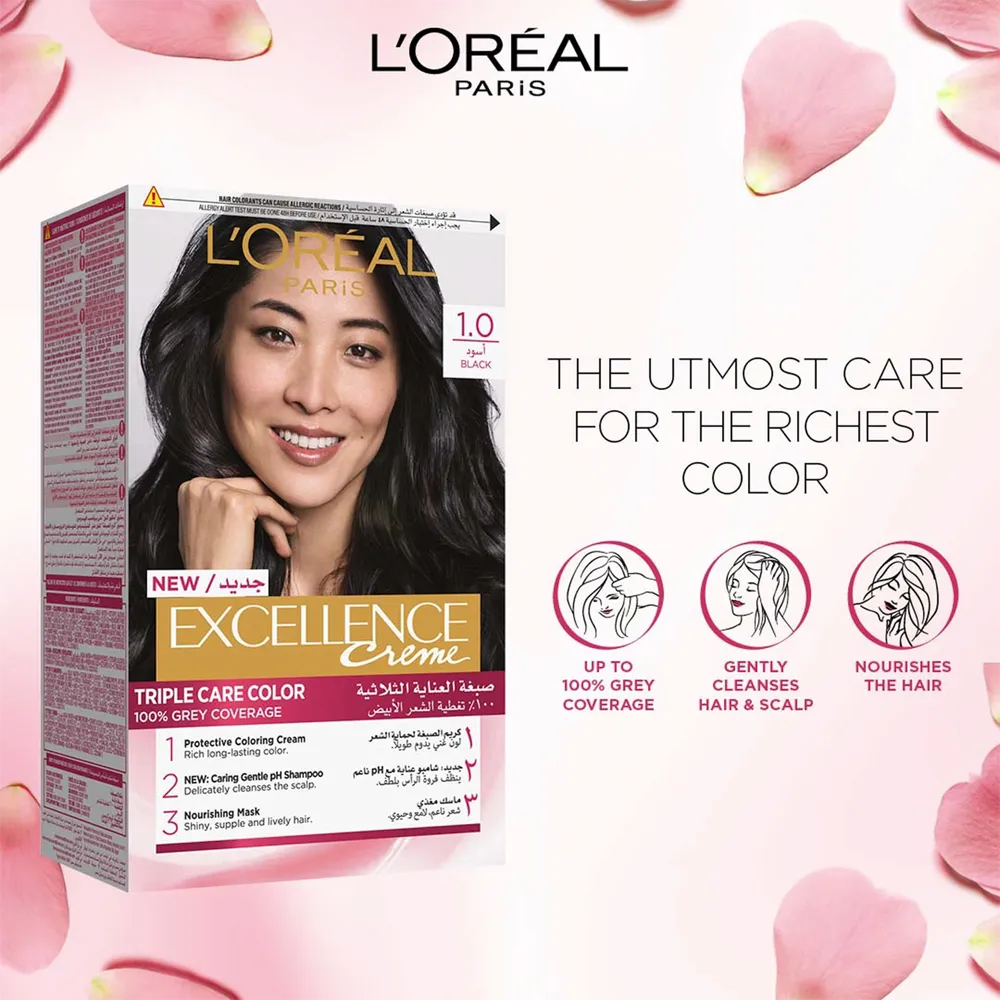 L’Oréal Paris Excellence Creme Permanent Hair Color - 1 Black (100 g) thumbnail 2