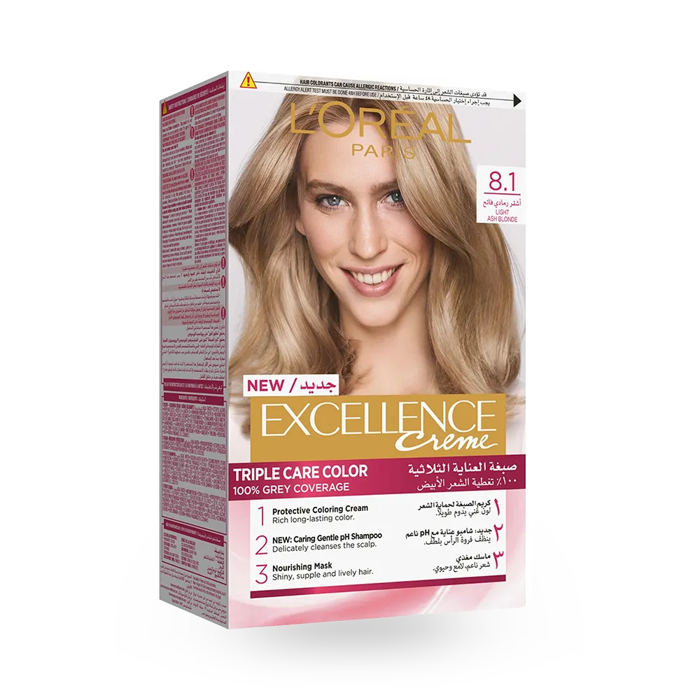 L’Oréal Paris Excellence Creme Permanent Hair Color - 8.1 Light Ash Blonde (100 g) thumbnail 1