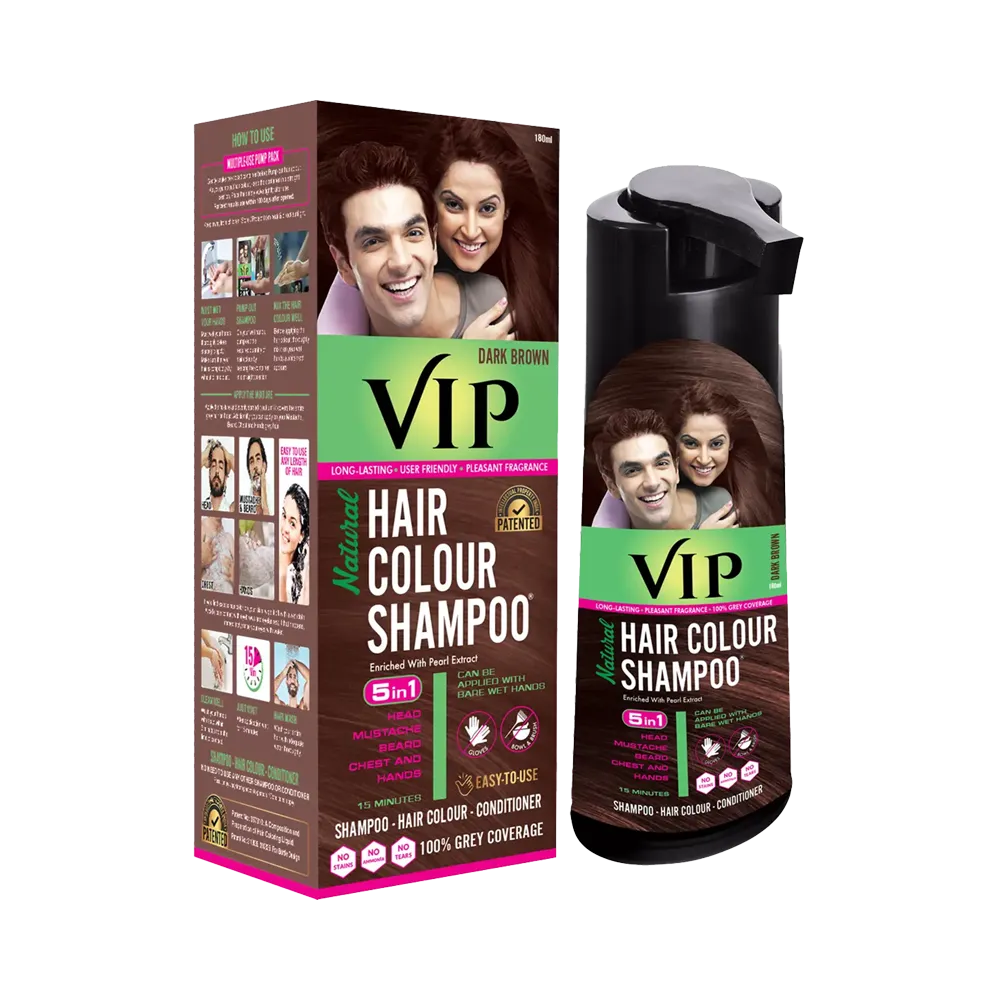 VIP Natural Hair Colour Shampoo, Dark Brown thumbnail 1