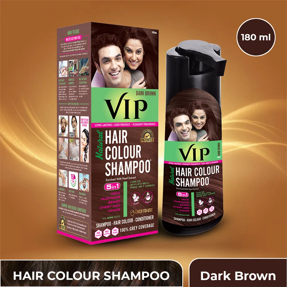 VIP Natural Hair Colour Shampoo, Dark Brown thumbnail 2