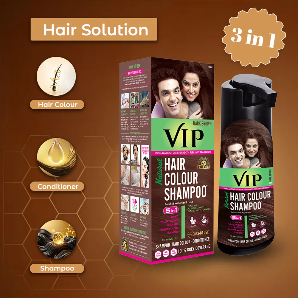 VIP Natural Hair Colour Shampoo, Dark Brown thumbnail 3