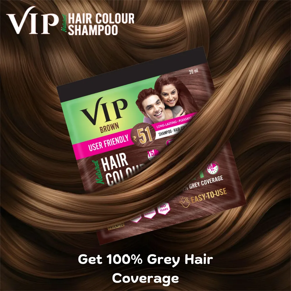 VIP Hair Colour Shampoo, Brown - 20 ml thumbnail 4