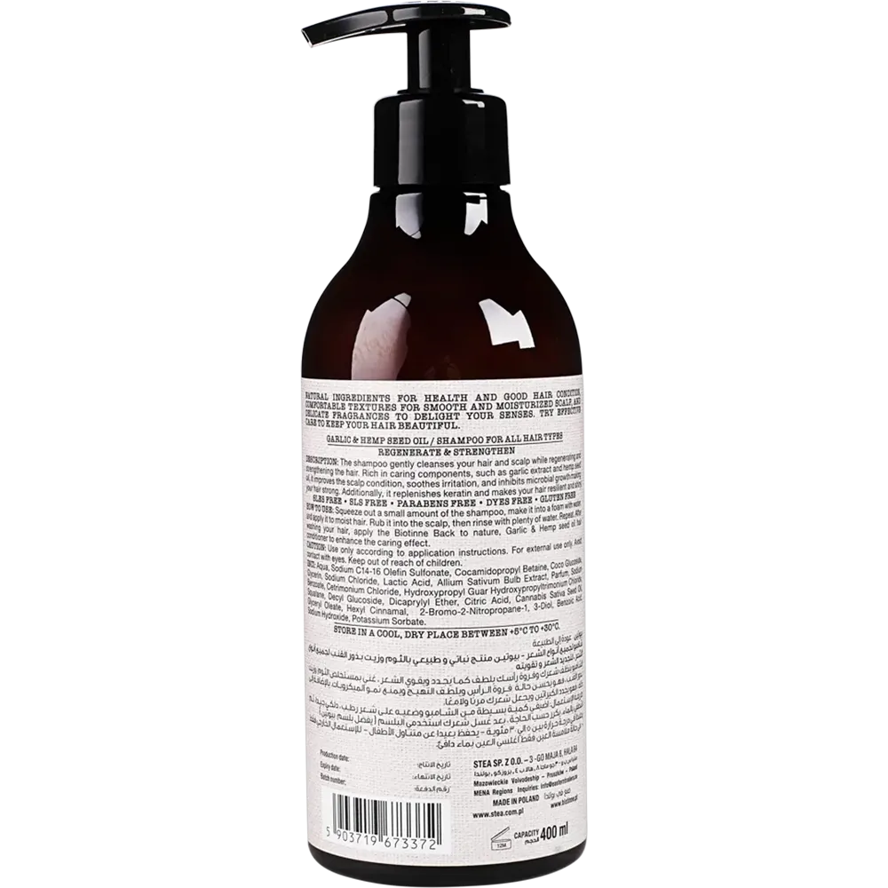 Biotinne Garlic & Hemp Seed Oil Shampoo - 400 ml thumbnail 2