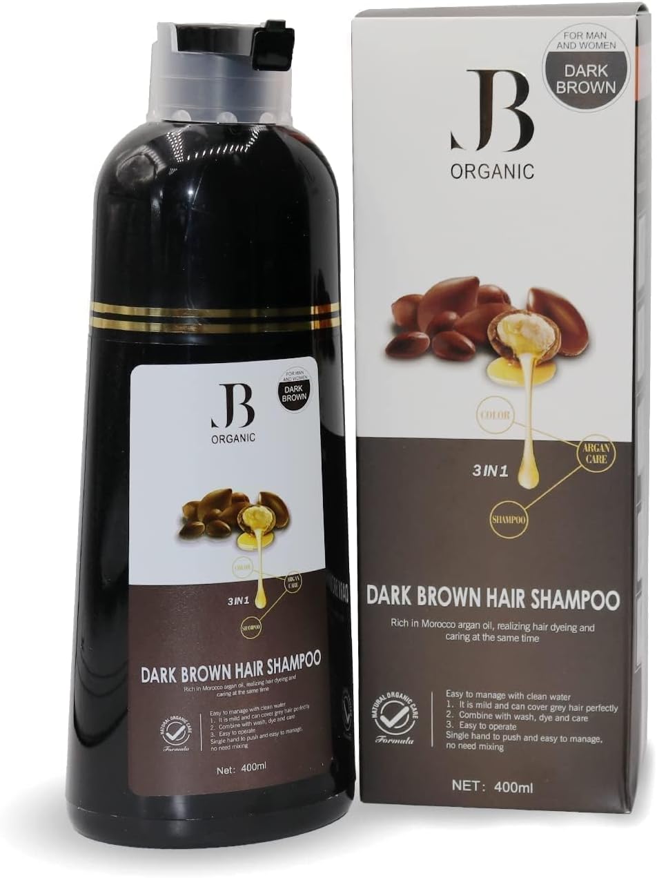 JB Organic Argan Oil 3 in 1 Hair Dye Shampoo, Dark Brown - 400ml thumbnail 1