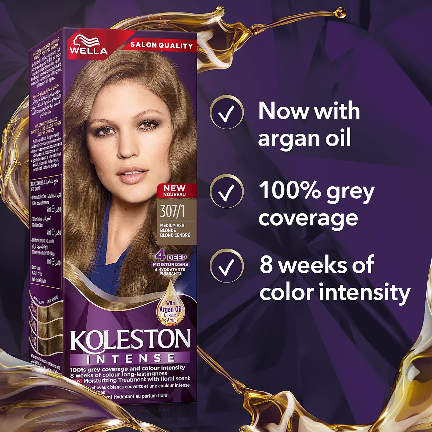 Wella Koleston Intense Hair Color - 307/1 Medium Ash Blonde thumbnail 3