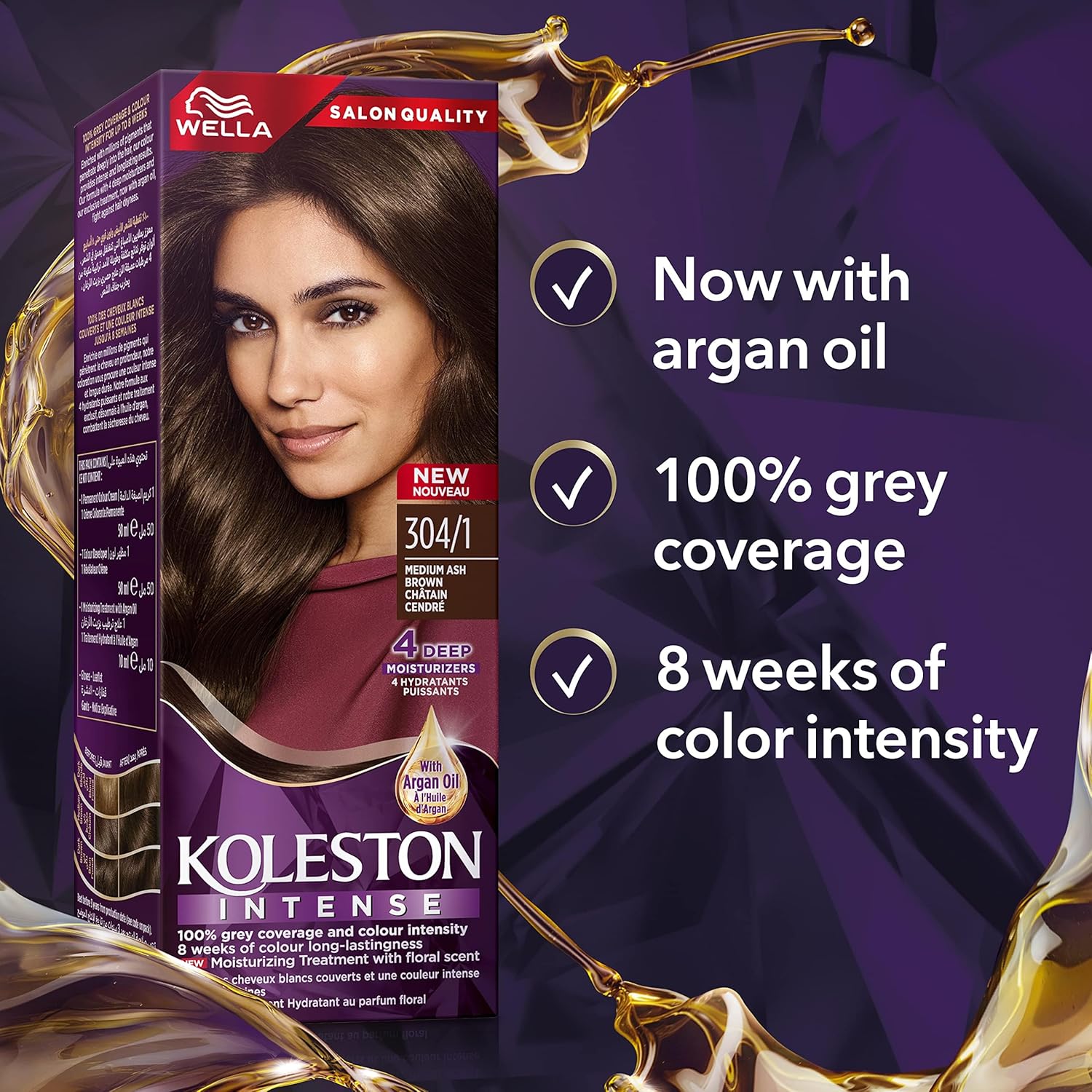Wella Koleston Intense Hair Color - 304/1 Medium Ash Brown thumbnail 3