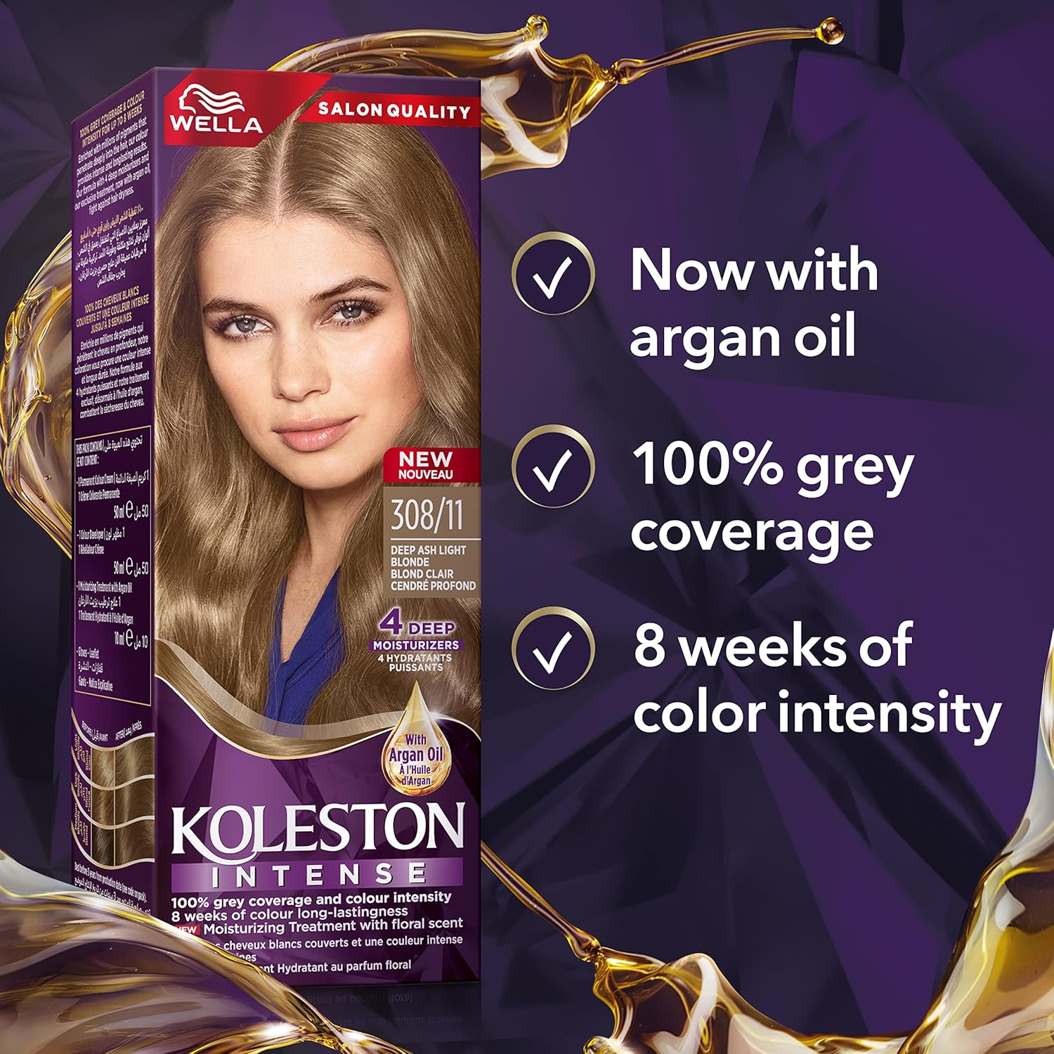 Wella Koleston Intense Hair Color - 308/11 Deep Ash Light Blonde thumbnail 3