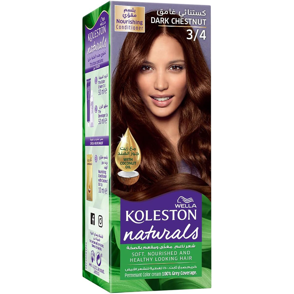 Wella Koleston Naturals Hair Dye - 3/4 Dark Chestnut thumbnail 1