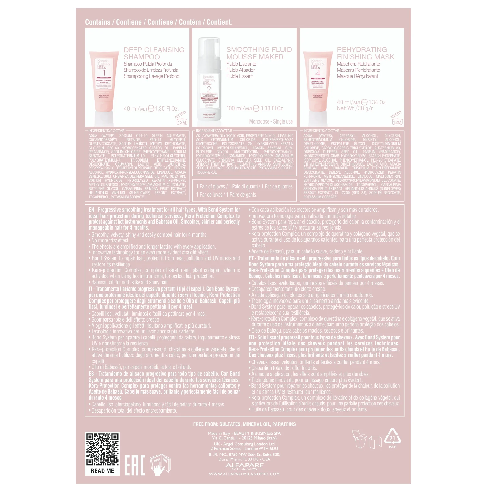 ALFAPARF MILANO Lisse Design Keratin Therapy Intro Kit Express Method - 180 ml thumbnail 2