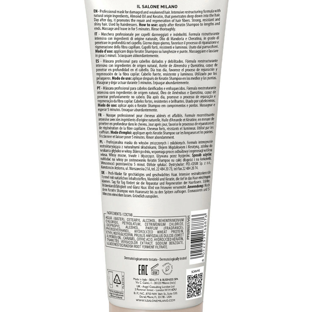 IL SALONE MILANO Keratin Mask For Damaged And Weakened Hair - 250 ml thumbnail 2