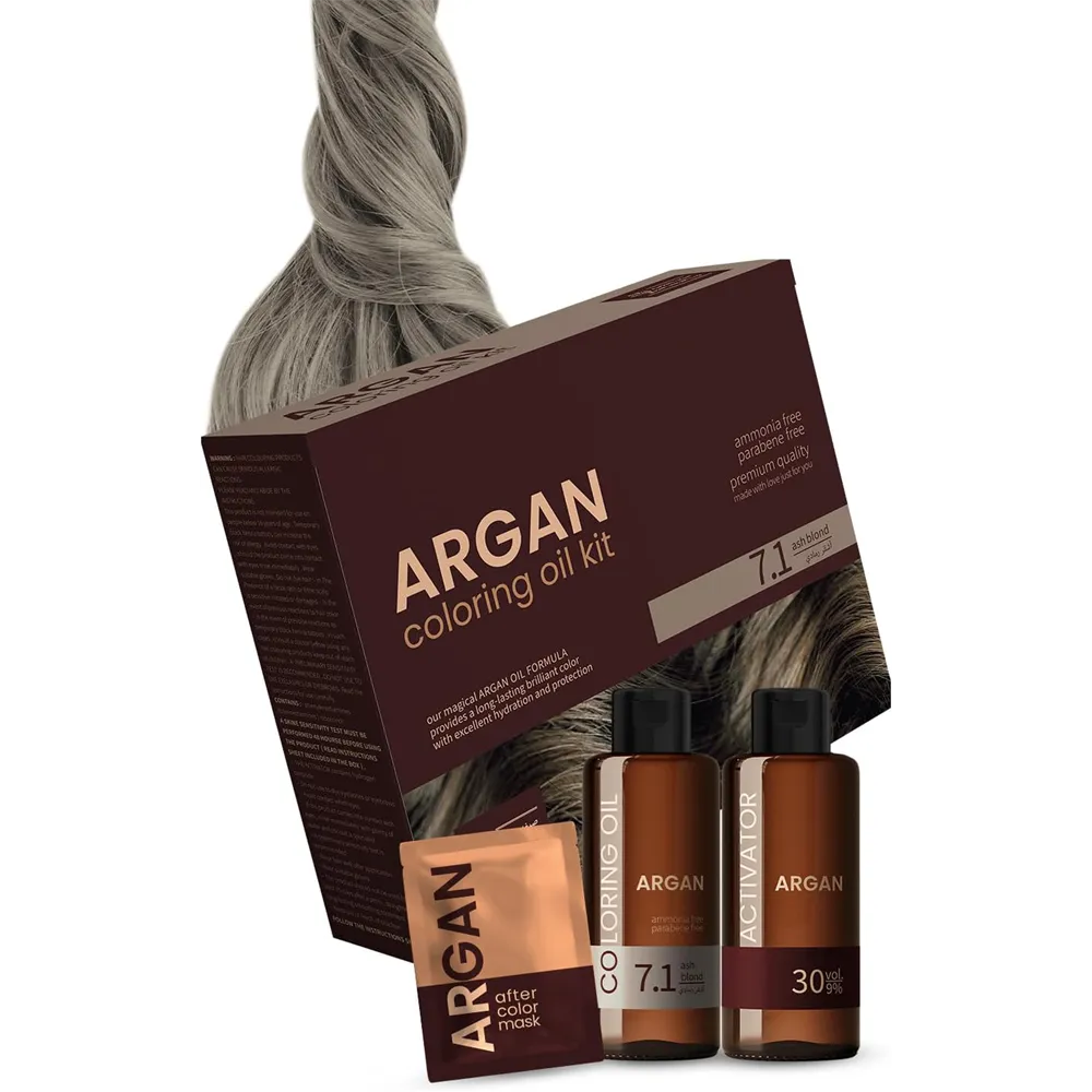 Argan Hair Coloring Oil Kit - Ash Blond 7.1 thumbnail 3