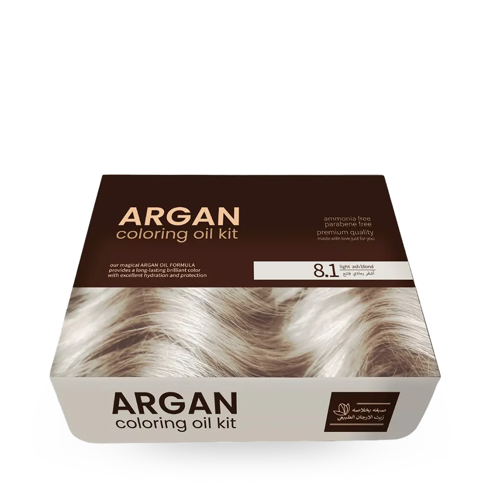 Argan Hair Coloring Oil Kit - Light Ash Blond -8.1 thumbnail 1