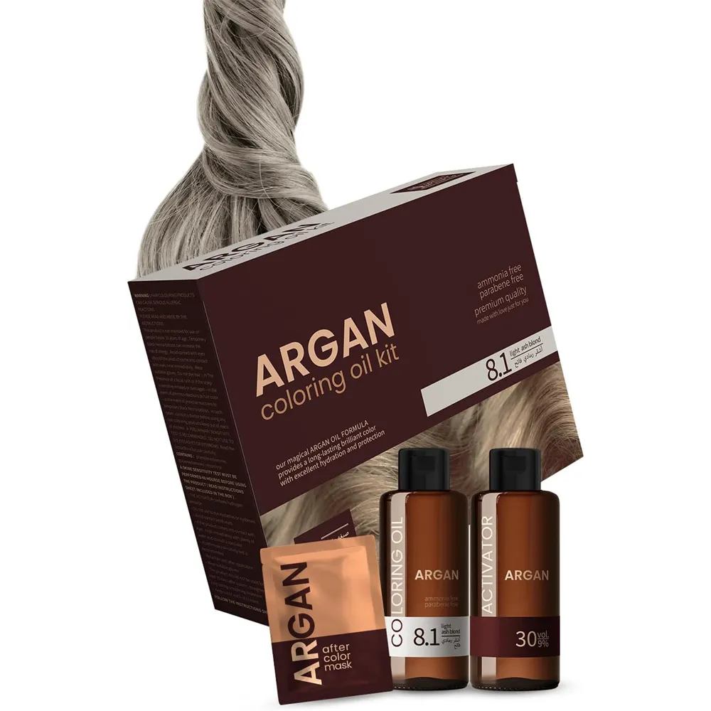 Argan Hair Coloring Oil Kit - Light Ash Blond -8.1 thumbnail 3