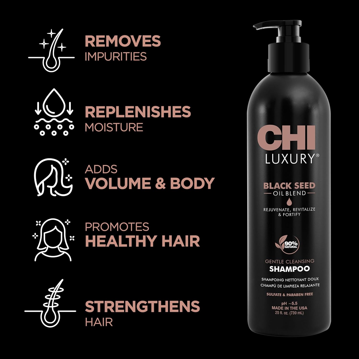 CHI Luxury Black Seed Oil Blend Gentle Cleansing Shampoo - 739 ml thumbnail 5