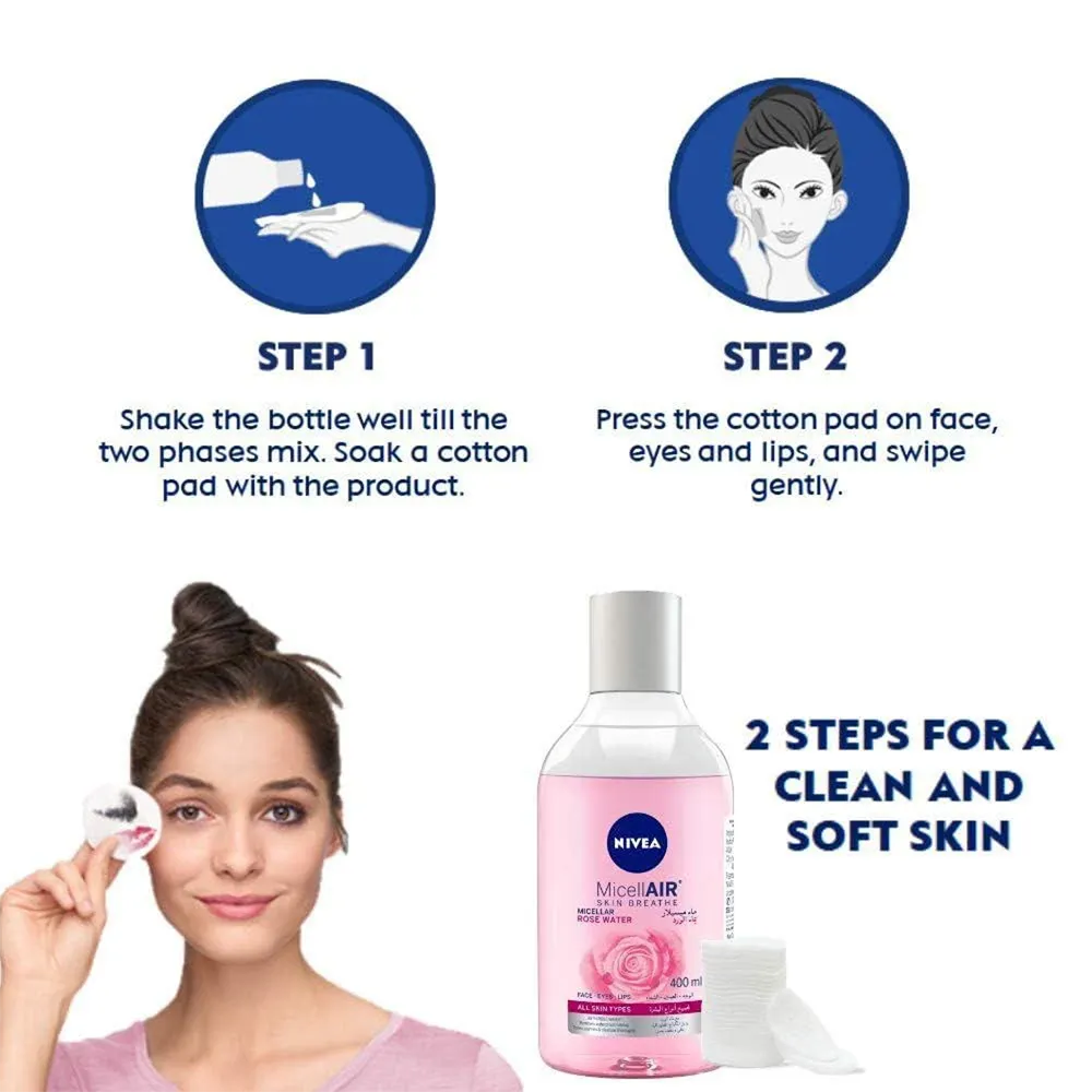 Nivea Rose Care Micellar Water in Oil Organic Rose Water Waterproof - 400 ml thumbnail 3