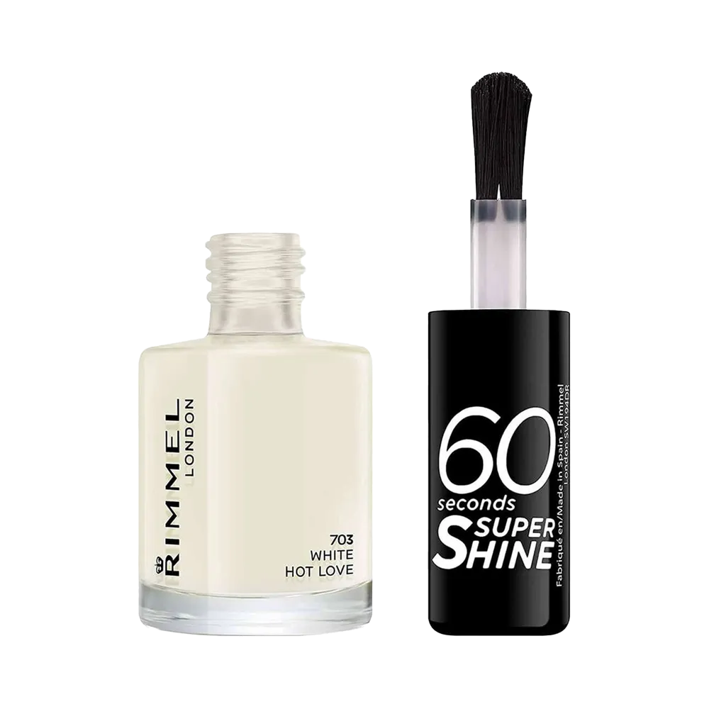 Rimmel London 60 Seconds Super Shine Nail Polish - 703 White Hot Love (8 ml) thumbnail 2