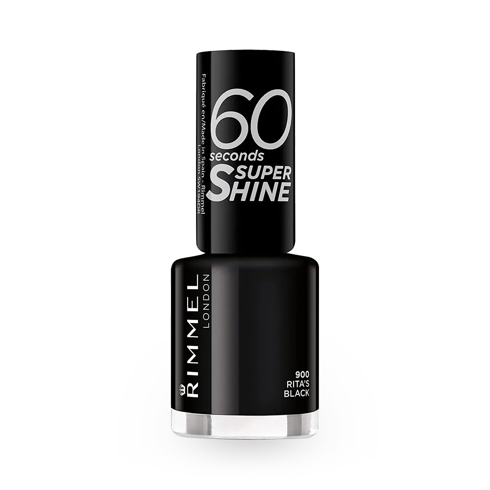 Rimmel London 60 Seconds Super Shine Nail Polish - 900 Rita's Black (8 ml) thumbnail 1