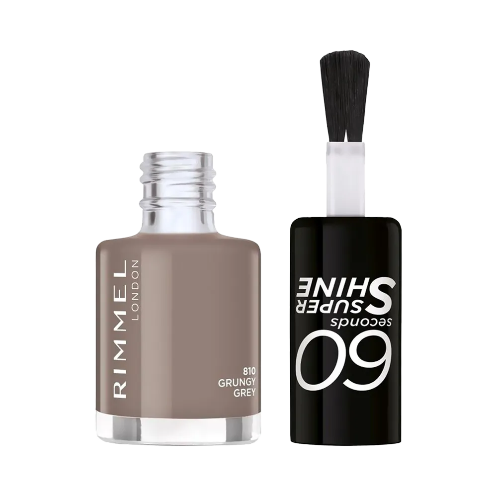 Rimmel London 60 Seconds Super Shine Nail Polish - 810 Grungy Grey (8 ml) thumbnail 2