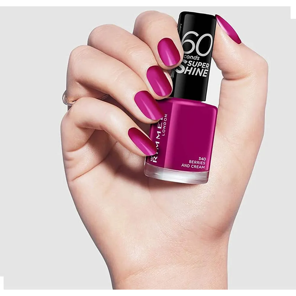 Rimmel London 60 Seconds Super Shine Nail Polish - 340 Berries and Cream (8 ml) thumbnail 3