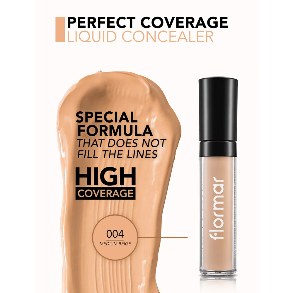 Flormar Perfect Coverage Liquid Concealer - 004 Medium Beige (5 ml) thumbnail 3