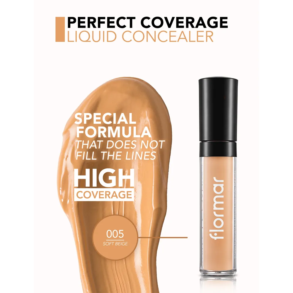 Flormar Perfect Coverage Liquid Concealer - 005 Soft Beige (5 ml) thumbnail 3