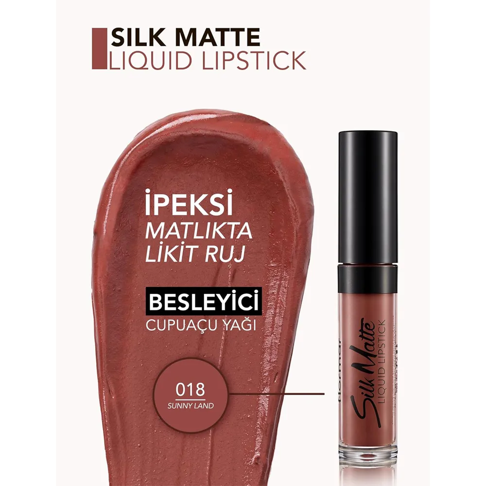 Flormar Silk Matte Liquid Lipstick - 018 Sunny Land thumbnail 2