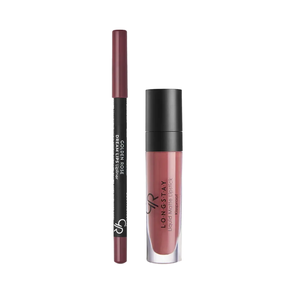 Golden Rose Matte Lip Kit (Longstay Liquid Matte Lipstick & Lip Liner) - Rose Taupe thumbnail 2