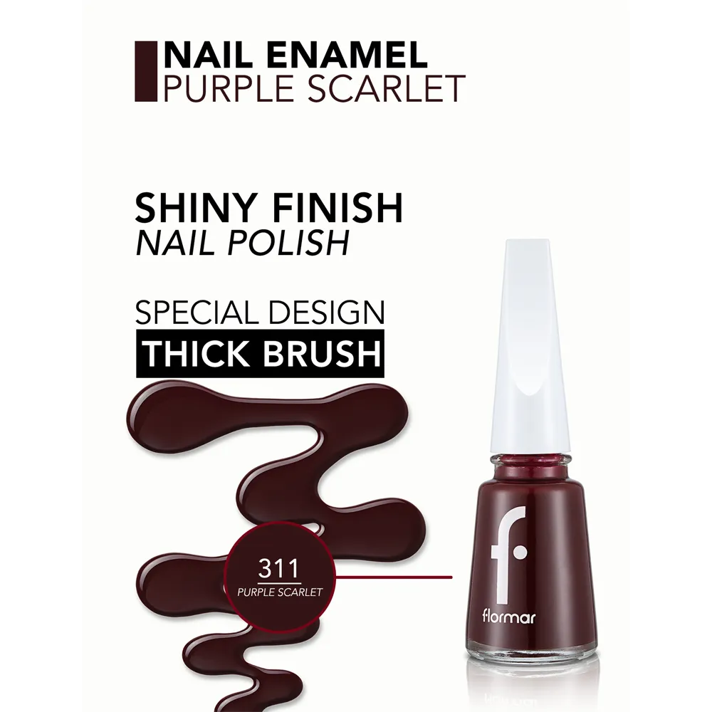 Flormar Nail Enamel - 311 Purple Scarlet New (11 ml) thumbnail 3