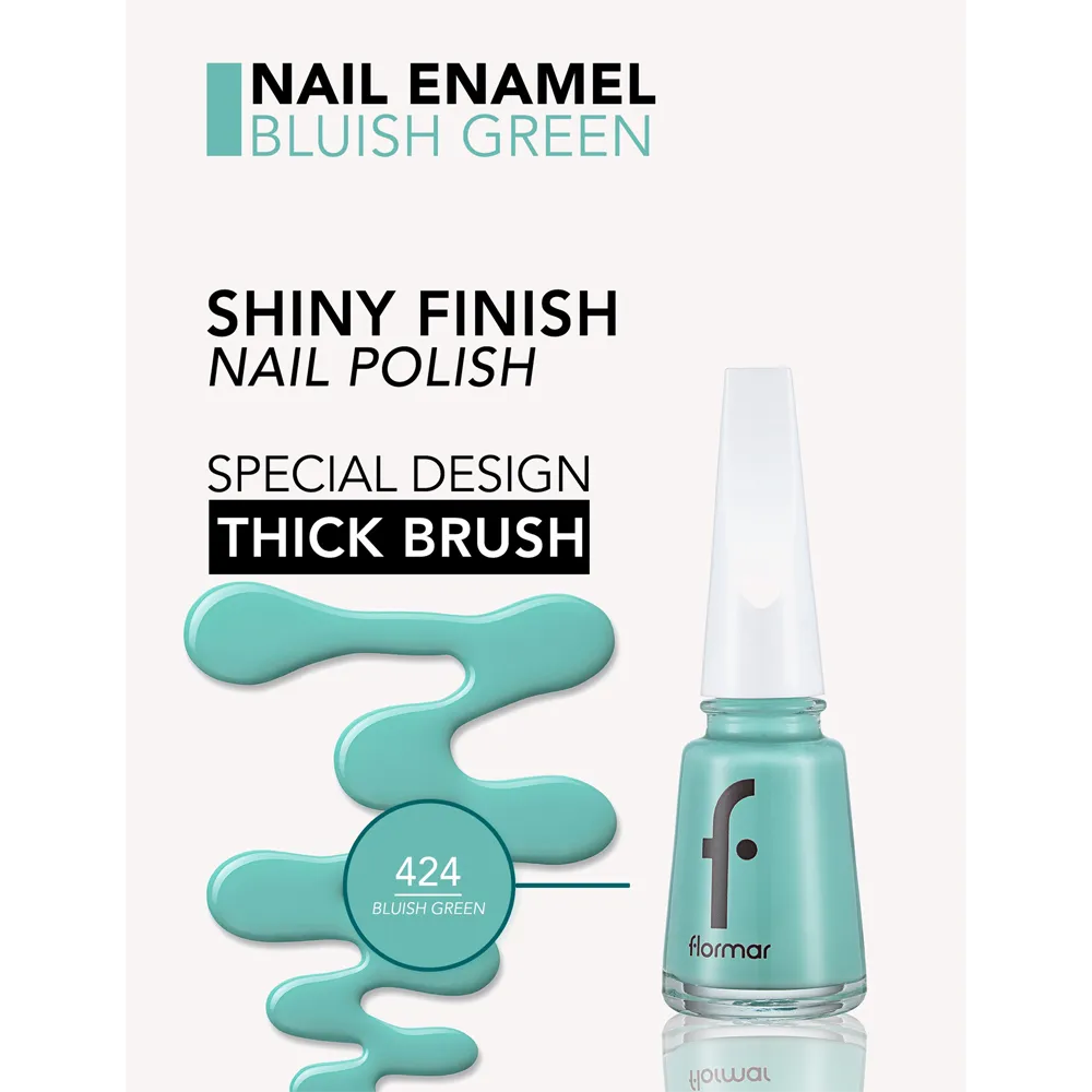 Flormar Nail Enamel - 424 Bluish Green New (11 ml) thumbnail 3