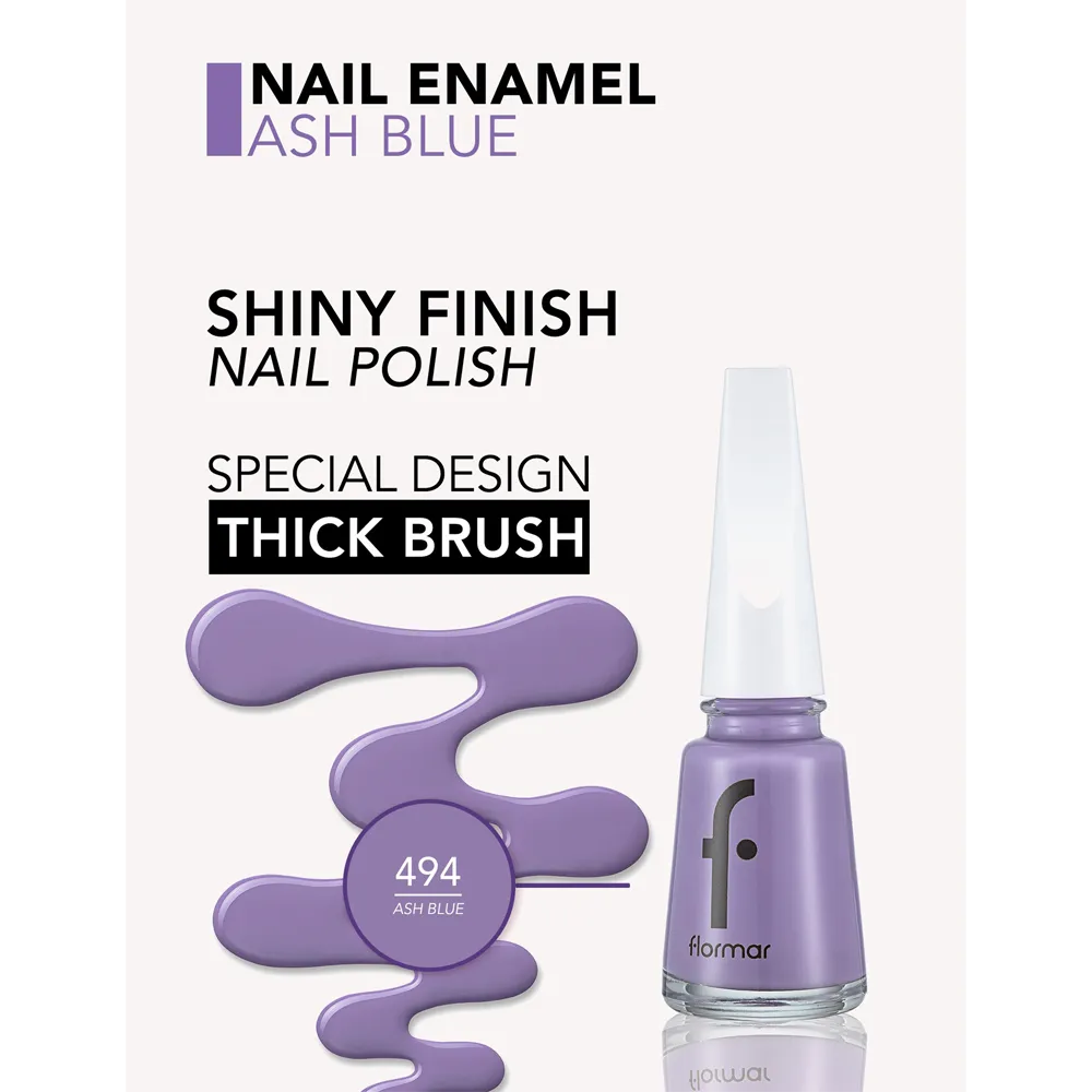 Flormar Nail Enamel - 494 Ash Blue New (11 ml) thumbnail 3
