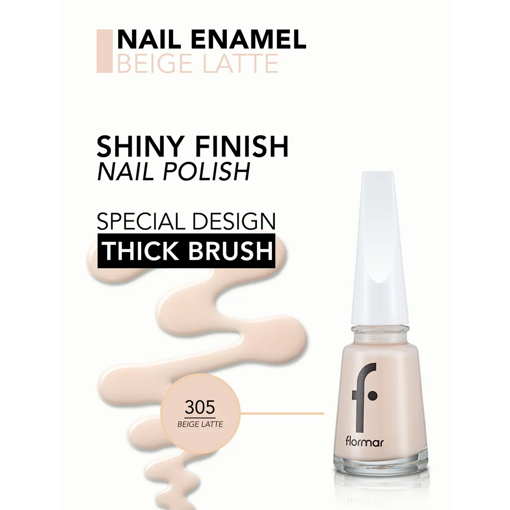 Flormar Nail Enamel - 305 Beige Latte New (11 ml) thumbnail 2