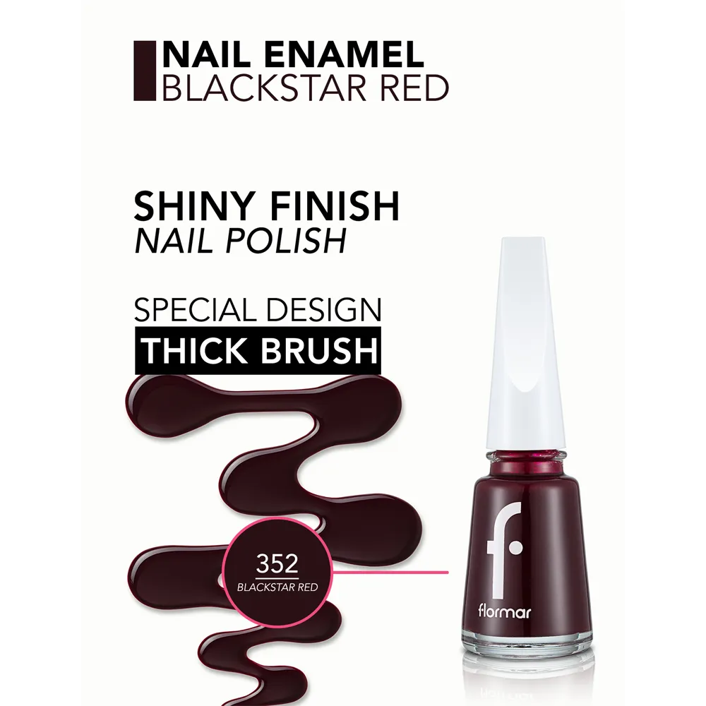 Flormar Nail Enamel - 352 Blackstar Red New (11 ml) thumbnail 2