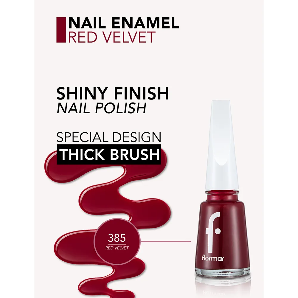 Flormar Nail Enamel - 385 Red Velvet New (11 ml) thumbnail 2