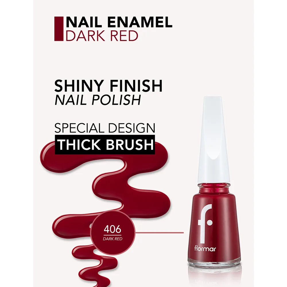Flormar Nail Enamel - 406 Dark Red New (11 ml) thumbnail 3