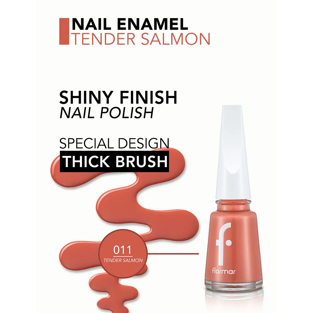 Flormar Nail Enamel - 011 Tender Salmon New (11 ml) thumbnail 2