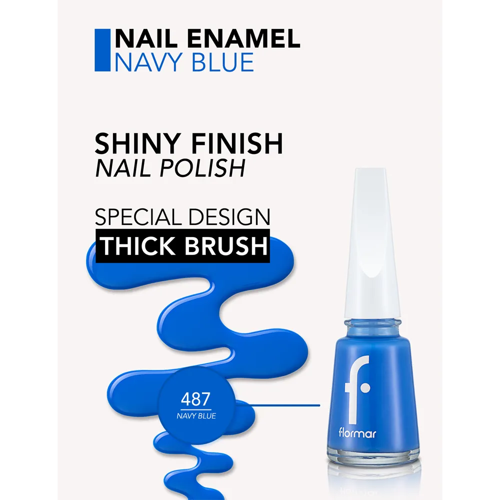 Flormar Nail Enamel - 487 Navy Blue New (11 ml) thumbnail 2