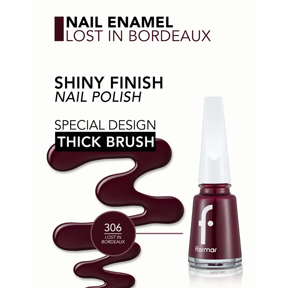Flormar Nail Enamel - 306 Lost In Bordeaux New (11 ml) thumbnail 2