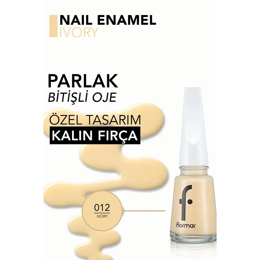Flormar Nail Enamel - 012 IVORY NEW (11 ml) thumbnail 3