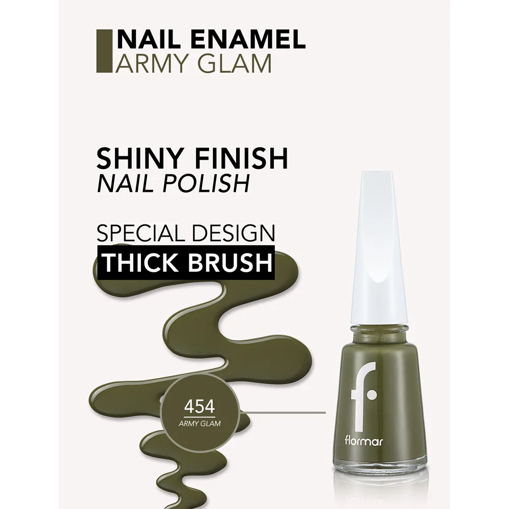 Flormar Nail Enamel - 454 Army Glam New (11 ml) thumbnail 3