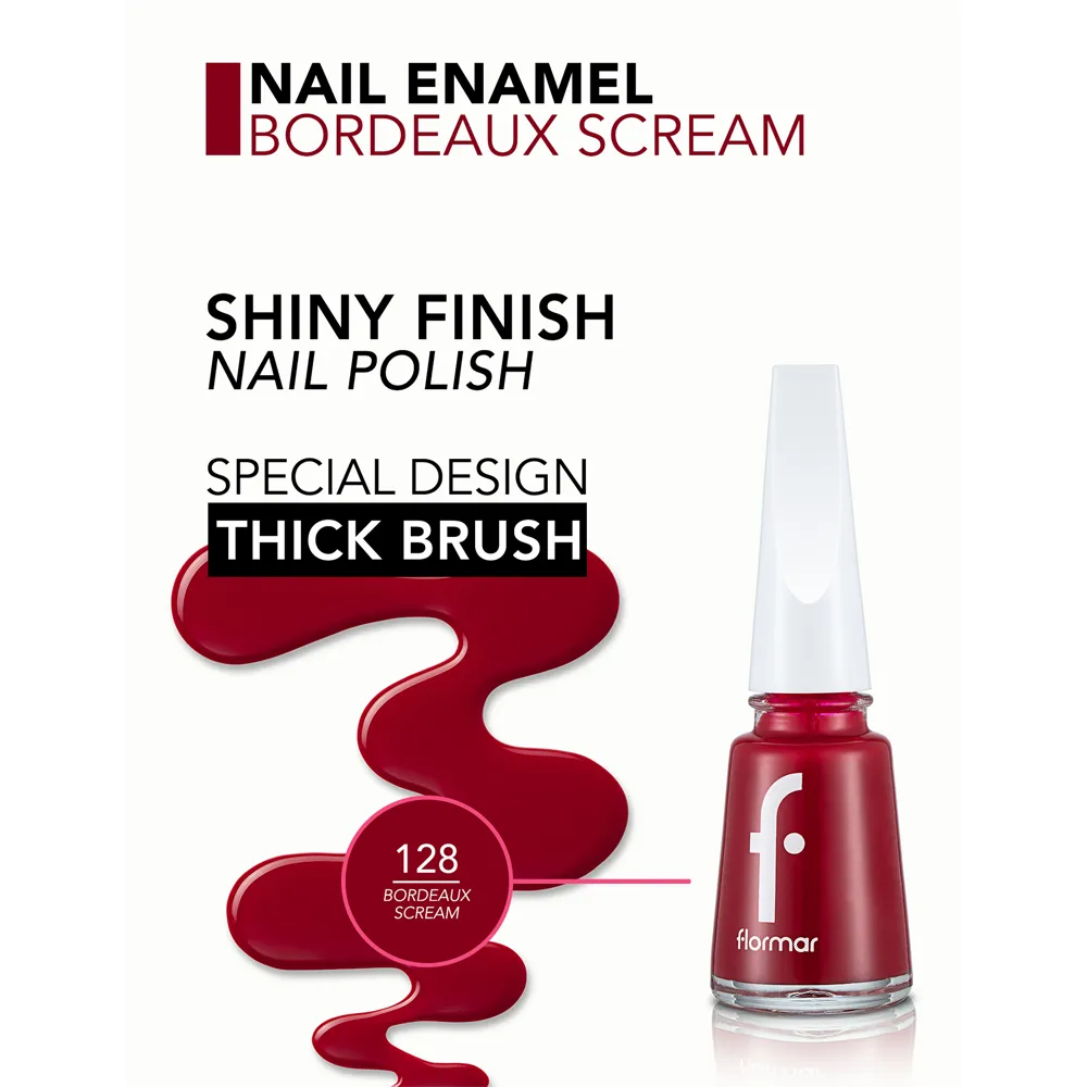 Flormar Nail Enamel - 128 Bordeaux Scream New (11 ml) thumbnail 3