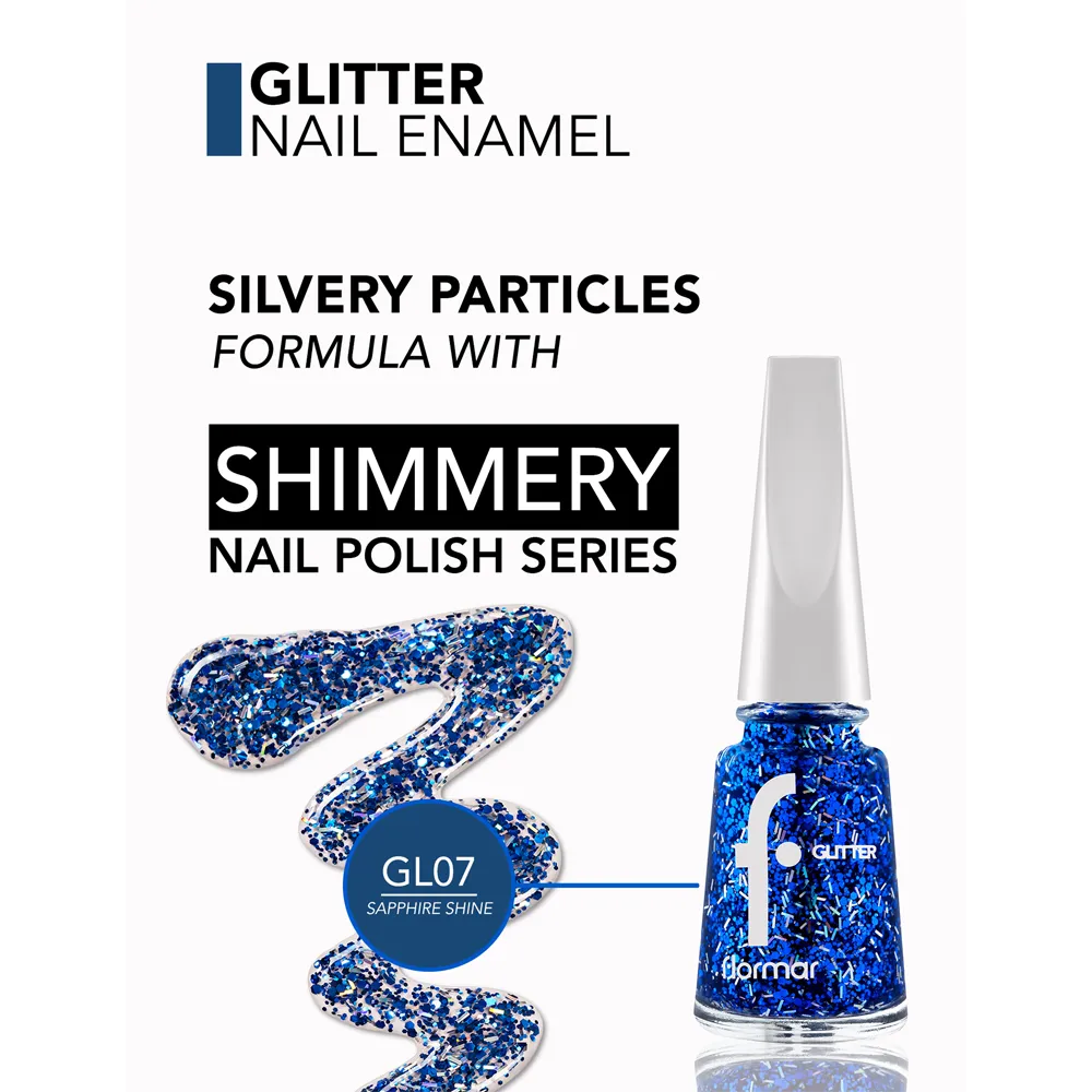 Flormar Glitter Nail Enamel - GL07 Sapphire Shine (11 ml) thumbnail 2