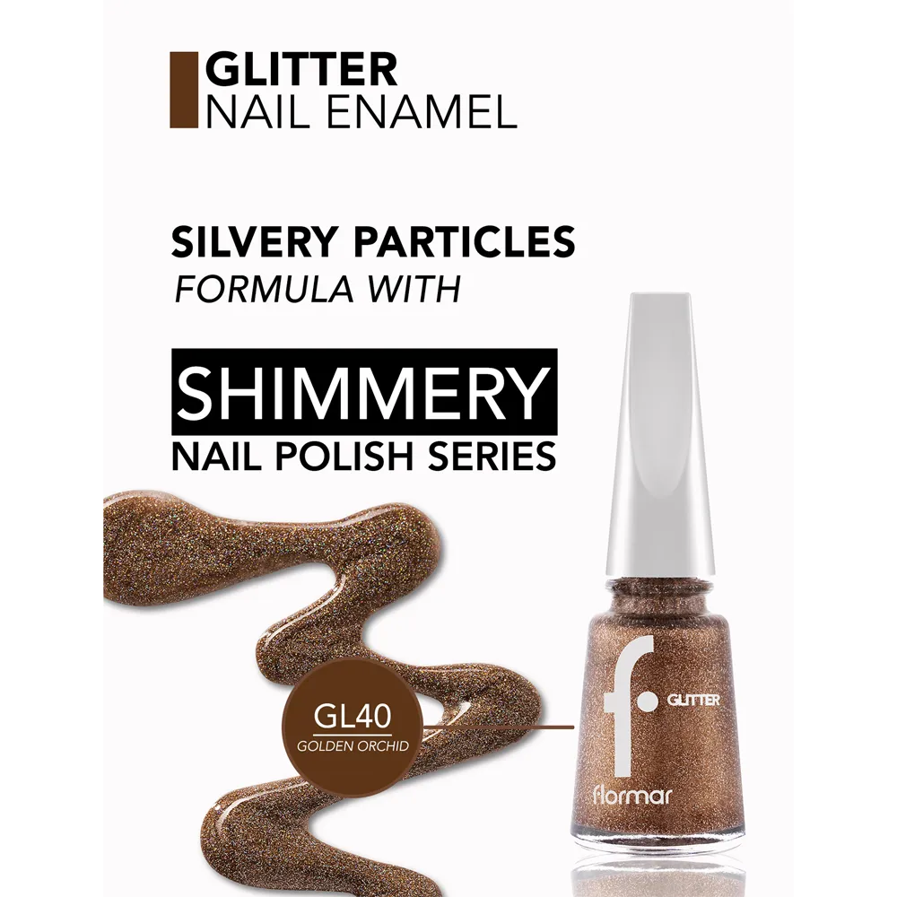 Flormar Glitter Nail Enamel - GL40 Golden Orchid (11 ml) thumbnail 2