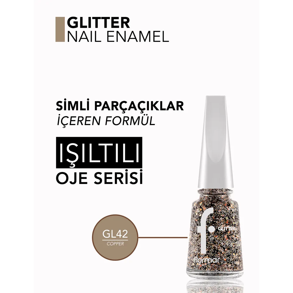 Flormar Glitter Nail Enamel - GL42 Copper (11 ml) thumbnail 2