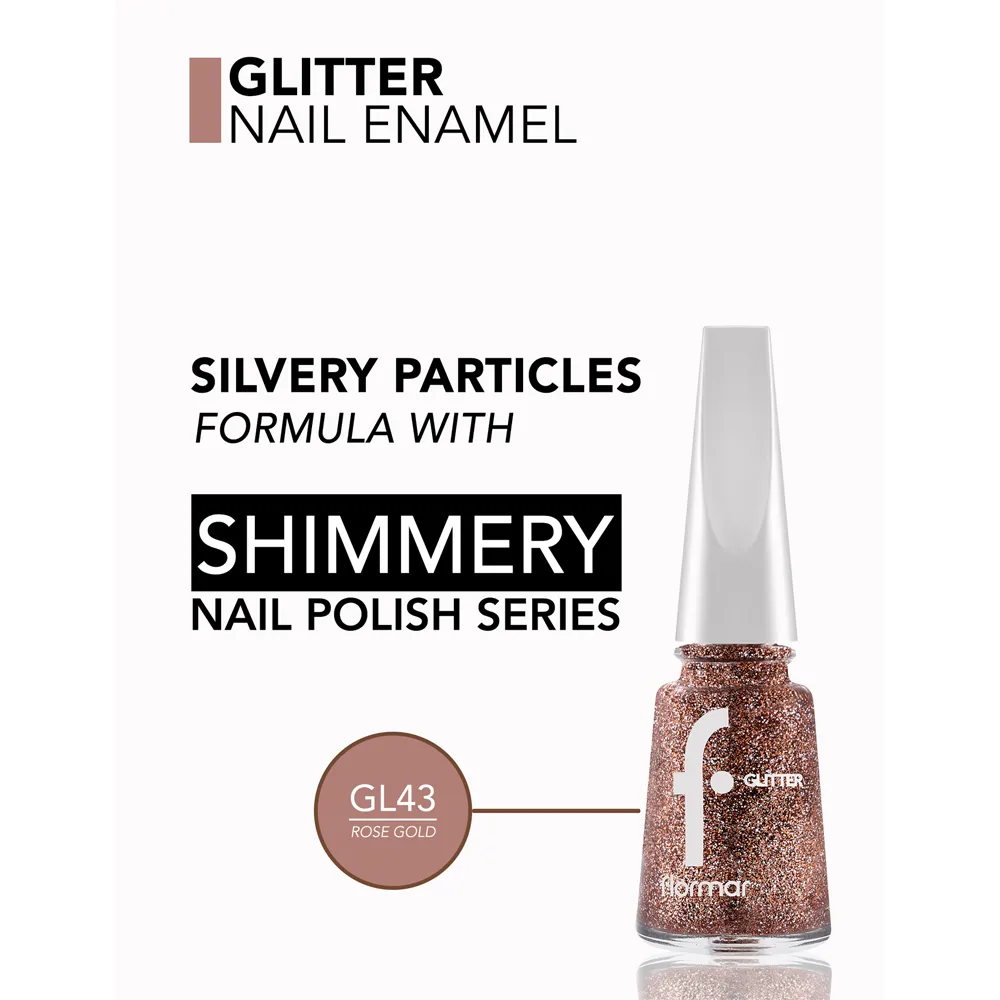Flormar Glitter Nail Enamel - GL43 Rosegold (11 ml) thumbnail 2